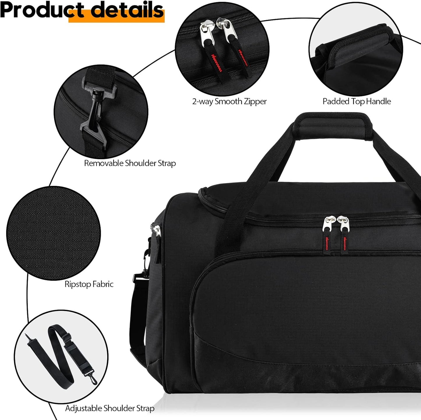 Mens Gym Duffel Bag, 55L Large Sports and Workout Bag